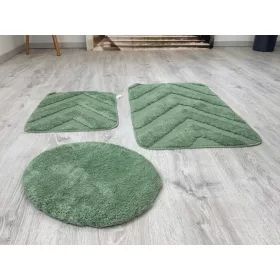   Lazien 3015-3 Green, Zöld 3 Részes Fürdőszoba Szőnyeg 50x80 + 50x40cm