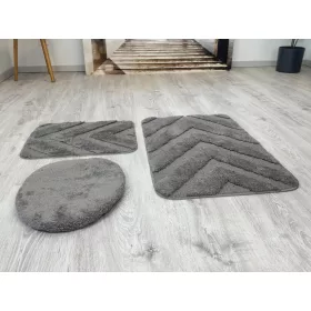   Lazien 3015-3 Grey 3 Részes Fürdőszoba Szőnyeg 50x80 + 50x40cm