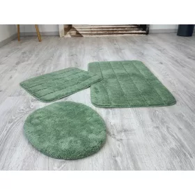   Lazien 3016-3 Green, Zöld 3 Részes Fürdőszoba Szőnyeg 50x80 + 50x40cm