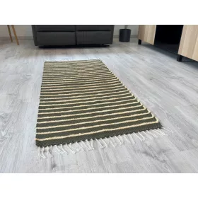 Rongyszőnyeg Sötétzöld Bézs Csíkos 70x200cm
