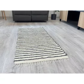 Rongyszőnyeg Krém Sötétszürke Csíkos 70x150cm